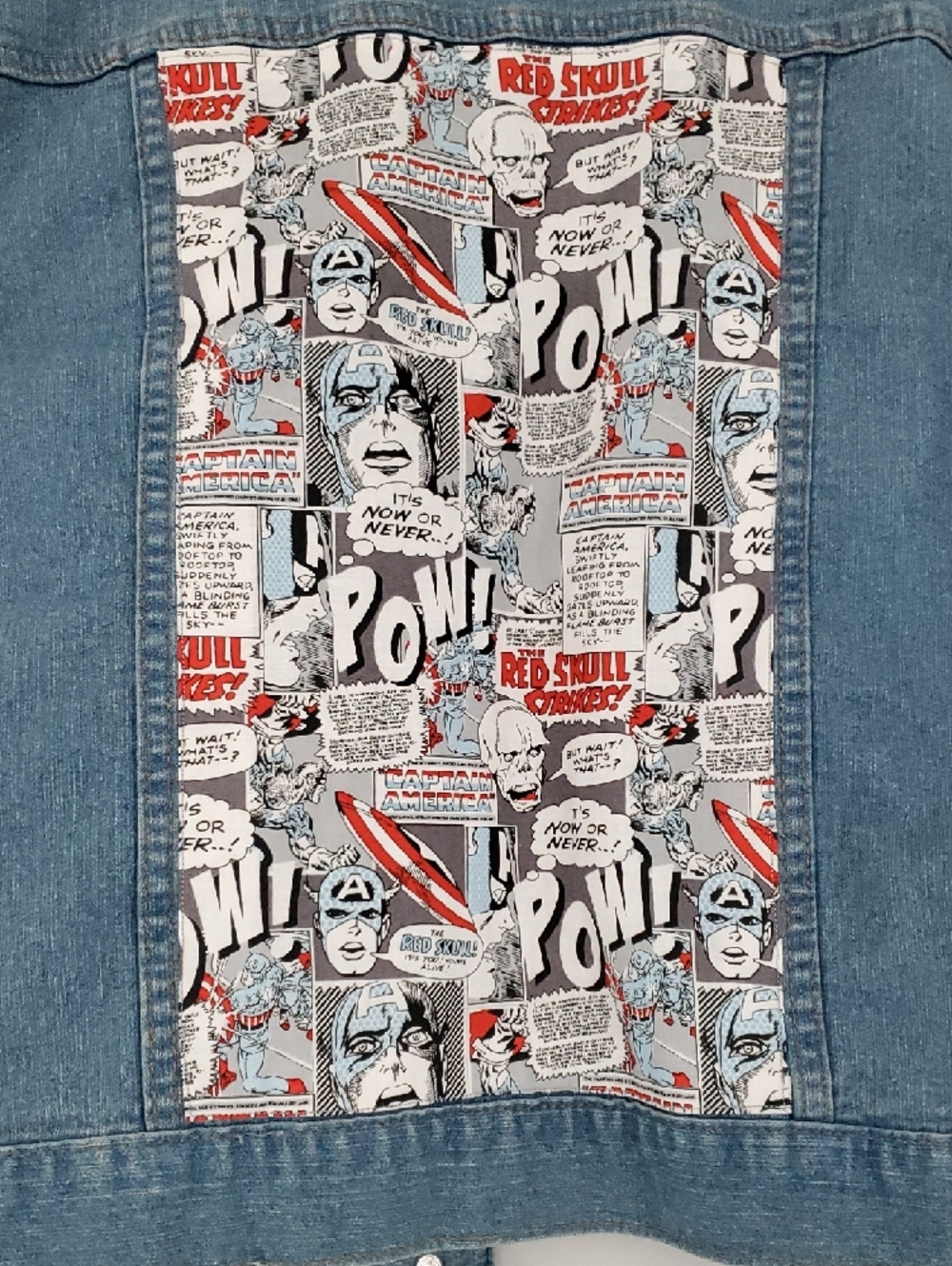 Faded Glory Light Blue Denim Jacket With Comics On Back - Picture 4 of 4